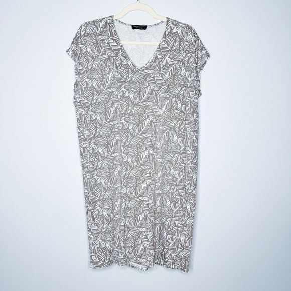 always a.line - Cocoa Leaf Print Dress - Picture 1 of 4